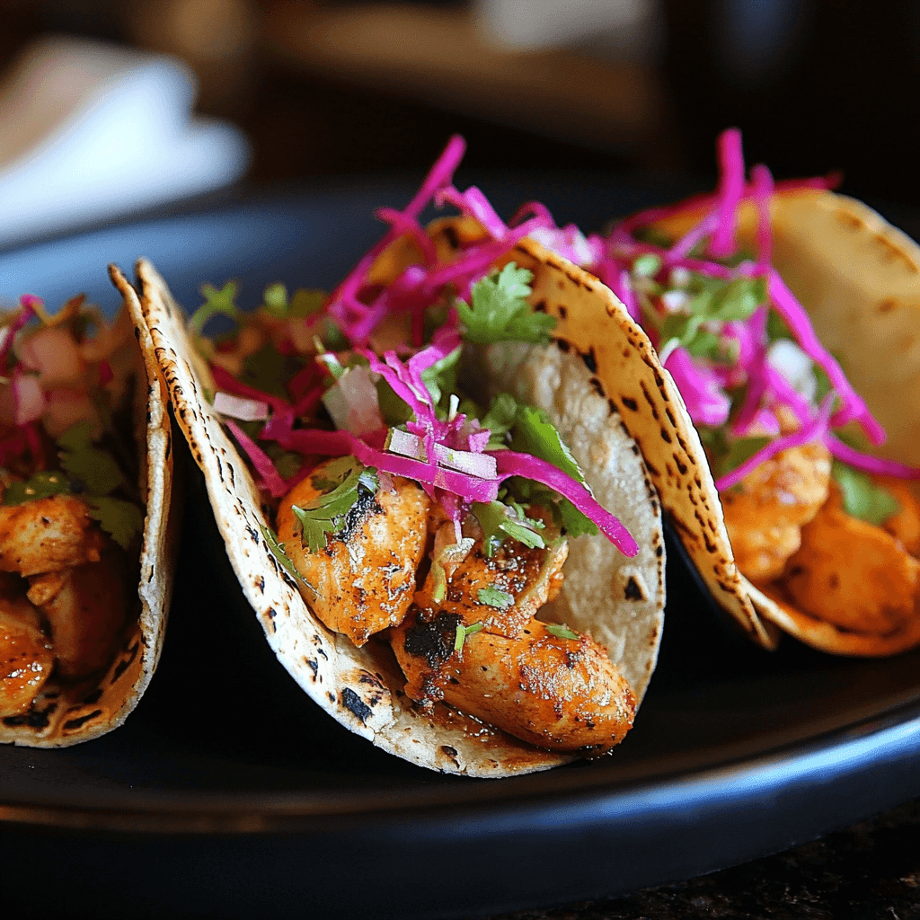 Ultimate Chicken Tacos – Tender, flavorful chicken tacos topped with fresh salsa, creamy sauce, and zesty lime for a delicious, easy meal.