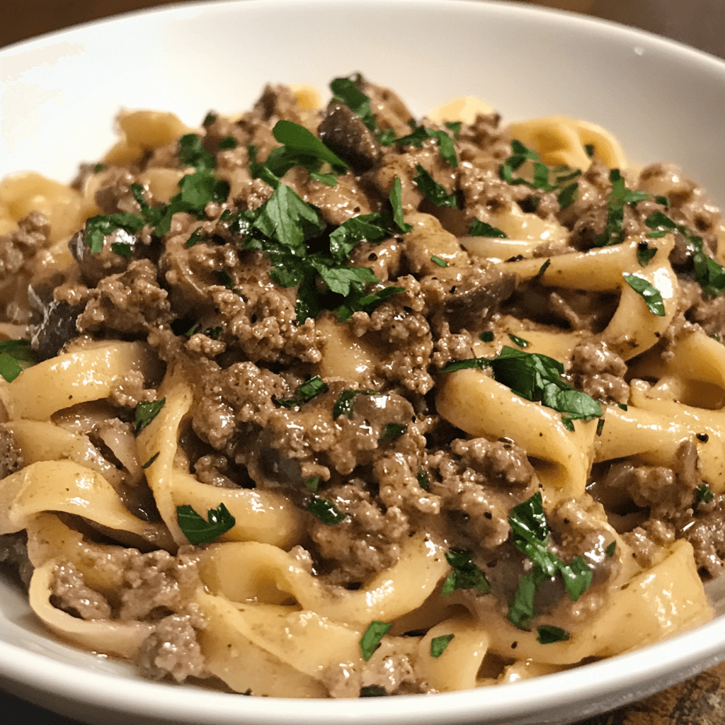 Ultimate Ground Beef Stroganoff – Creamy, savory beef stroganoff made with tender ground beef and rich mushroom sauce, perfect for a comforting meal.
